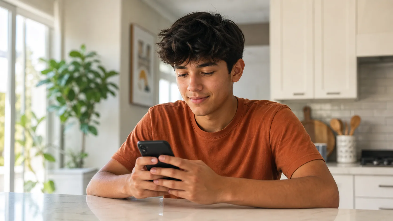 Teen studying for the California permit test on a smartphone